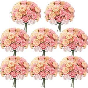 lot 13258 image: Geosar 8 Bundles Artificial Peonies Flowers,Pink, Yellow