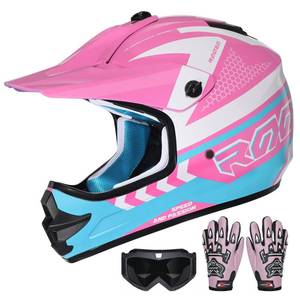 lot 13269 image: ROOZO Youth Kids Dirt Bike Helmet DOT Certified - Full Face Motorcycle Helmet for Off-Road, ATV, Street Riding, Includes Adjustable Goggles & Protective Gloves