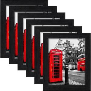 lot 13270 image: LANDNEOO 8x10 Picture Frame Black, 6 Pack Woodgrain Wider Frames, Display Pictures 5x7 with Mat or 8x10 Without Mat, Picture Frames Collage Wall Decor or Table Top Display