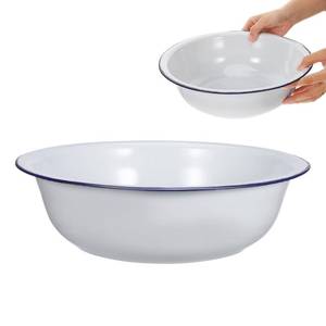 lot 13275 image: BESPORTBLE Retro Enamel Foot Wash Basin, Retro Footbath Soak Tub, Multi-use Enameled Basin for Foot Bath, Face Washing, Home Spa, Pedicure, 11. 8 Inch White
