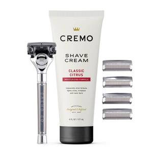 lot 13286 image: Cremo Shave Gift Set for Men - 1 Handle, 4 Razor Refills & Shaving Cream