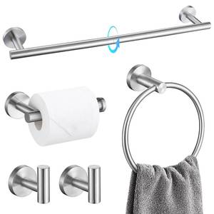 lot 13289 image: TQKAG Bathroom Towel Bar Holder Sets Brushed Nickel 23.6 Inch Round Stainless Steel Towel Bar Set 5 Piece Bathroom Accessory Set Wall Mounted