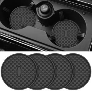 lot 14007 image: ME.FAN Car Cup Coasters 4 Pack Silicone Car CoastersCup Mats, Non-Slip Recessed Car Interior Accessories Black