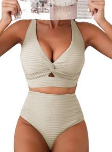lot 14009 image: Herseas 2 Piece Bikini Sets for Women Fashion Twist Front Bathing Suits L