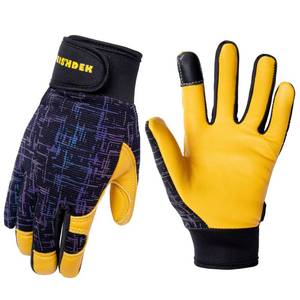 lot 14015 image: FEISHDEK Kids Genuine Leather Work Gloves, Reflective (Age 10-12, Black, L)