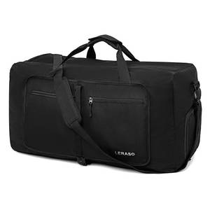 lot 14022 image: 65L Foldable Duffle Bag with Shoe Compartment - Large Travel Duffel Bag for Men & Women, Packable Weekend Bag with Trolley Sleeve, Water-Resistant & Lightweight Gym Bag for Travel, Sports (Black)