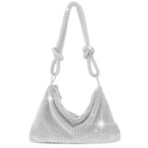 lot 14430 image: QLBO Silver Purse Rhinestone Purse Silver Clutch Sparkly Bag 10.2�0.4�6.69
