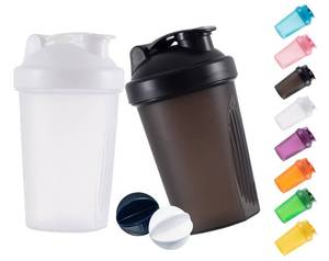 lot 14432 image: GAISHION Shaker Bottle Protein Shakes and 16-Ounce400ML Shaker-Bottle with Whisk Balls, Non-BPA plastic (BlackWhite(2PCS))