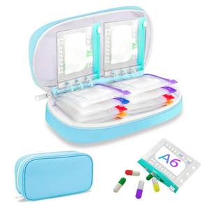 lot 14437 image: Weekly Pill Organizer 2 Times a Day �� Timueetech A6 Waterproof 14 Pouch Bags for Travel, BPA-Free Medication Storage with Labels & Self-Sealing for Vitamins & Supplements, Blue