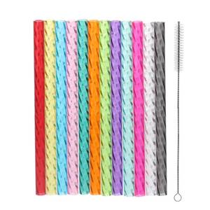 lot 14447 image: Dakoufish 6 Inch Reusable Clear Plastic Swirl Drinking Straws for Short Mini 6 oz-8 oz Mason Jar Tumblers,Set of 12 Pcs Replacement Straws with Cleaning Brush (6inch,12color)