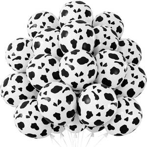 lot 14451 image: Adeyoo Cow Print Balloons, 50Pcs 12 Inch Black and White Cow Latex Balloons