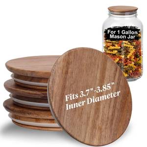 lot 14454 image: 4 PCS 1 Gallon Mason Jar Lids Wooden Fits 3.7 Inch Inner Dia Replacement Mason Jar Lids Wooden Lid with Silicone Seal Only for 1 Gallon Jars(NOT for 3.38  86 mm Standard Wide-mouth. Measure First)