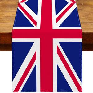 lot 14480 image: Heyfary United Kingdom Flag Table Runner UK Union Jack Patriotic British Party Decoration School Classroom Home Kitchen Dining Room Table Decor