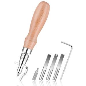 lot 14482 image: Leather Groover Tool(Natural Color), 7 in 1 Adjustable Stitching Groover