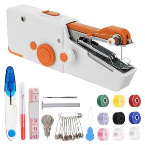 lot 14484 image: Sewing Machine for Beginners, Handheld Sewing Machine for Fast Stitching, Mini Sewing Machine for Home Diy Travel Use (Orange)