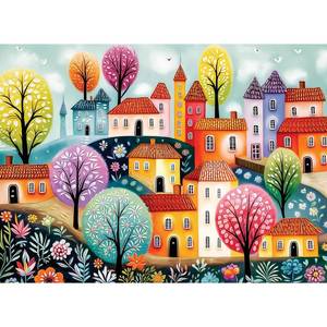 lot 14488 image: Puzzle for Adult 500 Piece,Fun Unique Colorful Painting House Jigsaw Puzzle