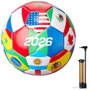 lot 19497 image: Tellingyou 12 Pack Size 5 2026 World Flag Soccer Ball Bulk with Pump Needle Multi-Country Design for Adults Team Training Club Events Sports Parties and Soccer Fan Gifts