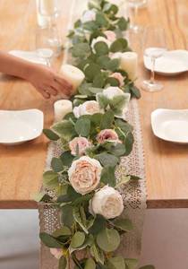 lot 19512 image: MISSPIN 2pcs Artificial Flowers Garland Spring Eucalyptus Garland Vintage Fake Flower Peony Rose Vine Greenery Decorative Wall Hanging Plant for Wedding Arch Door Arrangement Party Decor