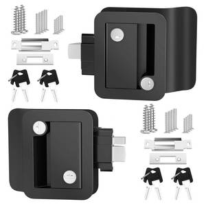 lot 19528 image: DaierTek RV Door Lock 2-Pack - 100% Zinc Alloy Camper Premium Door Handle Latch Replacement with 8 Keys, Fits 2.75x3.75 Holes, Black Entry Door Lock Set for RV Camper Travel Trailer
