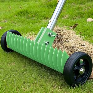 lot 19534 image: Thatch Rake for Lawn, 15-Inch Dethatcher Rake with Rolls Adjustable 0-15°