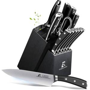lot 19537 image: CoquusAid 15-Piece Kitchen Knife Set with Rubber Wood Block, New Upgrade