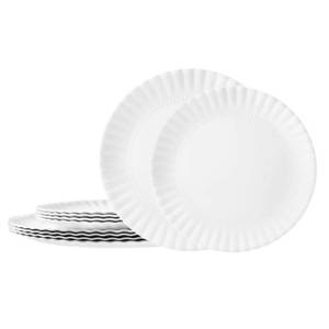 lot 19539 image: TP Reusable Melamine Paper Plates, 8 and 10.5 Round Plates for Party Picnic Outdoors, Set of 4, White