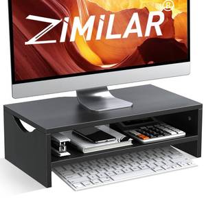 lot 19543 image: Zimilar Monitor Stand Riser, 2 Tiers Wood Laptop Computer Monitor Riser