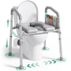 lot 19550 image: PopWise Raised Toilet Seat with Handles Adjustable Height & Width, 500 lb