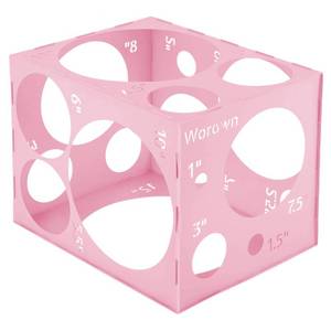 lot 20107 image: Worown 18 Holes Large Collapsible Pink Plastic Balloon Sizer Box, 1-12 Inch Balloons Sizer Cube, Balloons Size Measurement Tools for Party Decorations