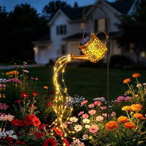 lot 20124 image: Solar Watering Can Lights Garden Decor, Metal Waterproof Hanging Lantern