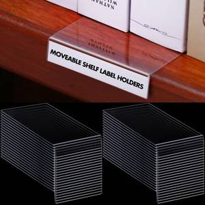 lot 20137 image: Containlol 50 Pcs Clear Shelf Label Holders Bookshelf Label, 3 x 0.63 Inch