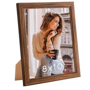 lot 20138 image: 8x10 Wood Frames Set Brown, Natural Wooden 10x8in Picture Frames, Modern Golden 8 x 10inch Gallery Photo Pic Frame with HD Plexiglass, Horizontal Vertical Wall Mounting Tabletop Display 1Pcs