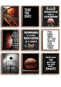 lot 20145 image: ZDMBCY Basketball Canvas Wall Art, Black White Basketball Posters Home Decor,Inspirational Sport Theme Painting Picture Picture Wall Decor 9Pcs for Teen Boys Kids Room Home Decor 8x10in Unframed