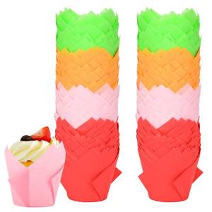 lot 20154 image: 120 Counts Colorful Tulip Cupcake Liners for Baking Cups, Food Grade Parchment Paper Muffin Liners Holders, Standard Tulip Cupcake Liners, Greaseproof Cup Cake Wrappers for Party, Christmas, Neyimqr