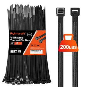 lot 20157 image: Zip Ties Heavy Duty 12 inch��V-Shaped Toothed Double Sided 200 LBS