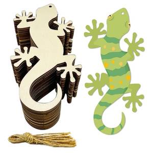 lot 20172 image: 30 Pack 6 Inch Wood Lizard Gecko Cutouts Unfinished Wooden Lizard Gecko Crafts for DIY Home Hanging Decors