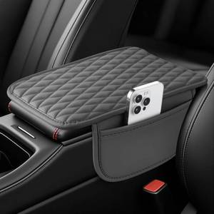 lot 20173 image: Amiss Car Center Console Cover, Upgraded Leather Car Armrest Cushion with 2 Storage Pockets, Universal Waterproof Cushion Pad, Non-Slip Car Interior Accessories, Fits Most Sedans SUVs Trucks (Gray)