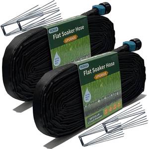lot 20192 image: Secbulk 2026 Flat Soaker Hose 100 ft with Stakes for Garden, 50ft x 2 Linkable Drip Hose Diy Garden Irrigation System Saving 80% Water, Dual-layer Leak-free Design Water Hose with Holes