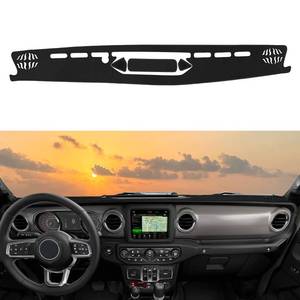 lot 20207 image: Rilsen Dashboard Cover Mat Custom Fit for Jeep Gladiator JT 2020 2021 2022 2023 2024 Dash Cover Nonslip Dash Mat Protector Sunshade No Glare Black