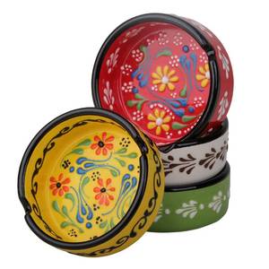 lot 20220 image: Ashtray Set for Indoor Outdoor Use Cigarette Ash Holder for Smokers Desktop Smoking Ash Tray - Home Office Decoration Hand-Paint Ceramic Cigar Ashtrays (4 Pcs - RedYellowWhiteGreen)