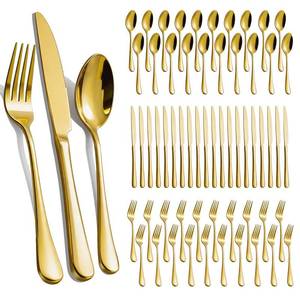 lot 20223 image: 60-Pcs Gold Silverware Set - Stainless Steel Flatware Cutlery Set Service for 20, Mirror Polished Gold Flatware Set Include Forks Spoons Knives for Home, Wedding, Restaurant, Dishwasher Safe