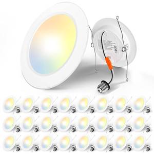 lot 1200 image: Amico Recessed Lighting 56 Inch, 24 Pack 5CCT Flat LED Can Lights, White