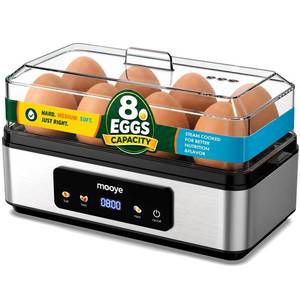 lot 1214 image: Mooye Rapid Egg Cooker for Hard Boiled Eggs, Electric Egg Steamer 3 IN 1 Soft Medium Hard Boiled, Egg Maker with Auto Shut-Off, Egg Boiler for Kitchen Breakfast and Fitness, BPA-Free, Holds 8 Eggs