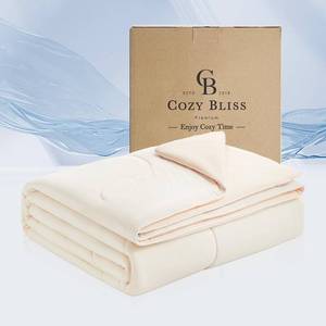 lot 1226 image: Cozy Bliss Cooling Comforter Queen Size x Sorona� Viscose Natural Fiber, Reversible Silky Smooth Cooling Blanket with Q-Max0.45 for Hot Sleepers and Night Sweats, Ivory White, 90inx90in