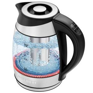 lot 1227 image: Chefman Electric Kettle with Temperature Control, 5 Presets LED Indicator Lights, Removable Tea Infuser, Glass Tea Kettle and Hot Water Boiler, 360° Swivel Base, BPA Free, Stainless Steel, 1.8 Liters
