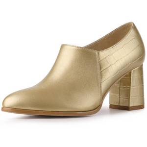 lot 1230 image: Allegra K Womenfts Heel Bootie Pointed Toe Chunky Heels Gold Ankle Booties 8 M US