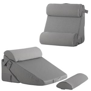 lot 1231 image: Bedluxe Adjustable 4pcs Bed Wedge Pillow Set, Memory Foam Wedge Pillows Post Surgery for Back, Neck, Leg Pain Relief, Pillow Wedge for Sleeping, Sitting up in Bed, Acid Reflux and GERD, Grey