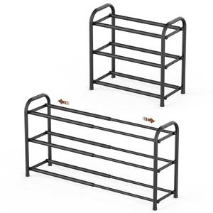 lot 1244 image: Gonfoam Expandable 3-Tier Shoe Rack for Closet and Entryway, Black