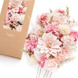 lot 1260 image: Lingfts moment Artificial Pink Flowers Combo, Blush and Hot Pink, Deluxe