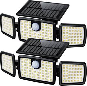 lot 1290 image: MIHANI Solar Flood Lights Outdoor, 2500LM Motion Sensor Security Lights with 270° Wide Angle, IP65 Waterproof, 3 Heads Solar Outdoor Lights for Patio, Yard, House, Garage (Non-Remote, 2 Pack)